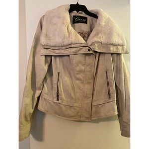 Leather Jacket with Faux Fur